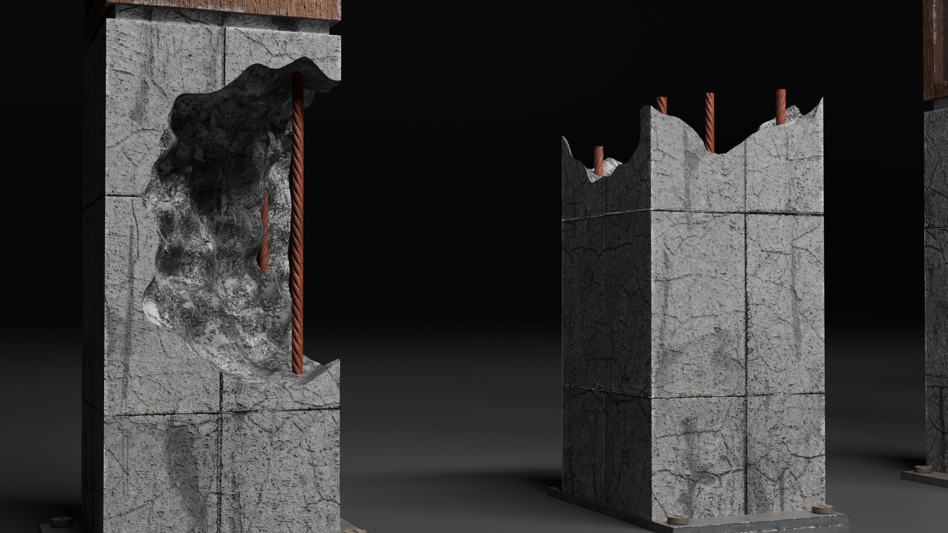 Damaged Concrete Column Pack Low-poly 3D model_5