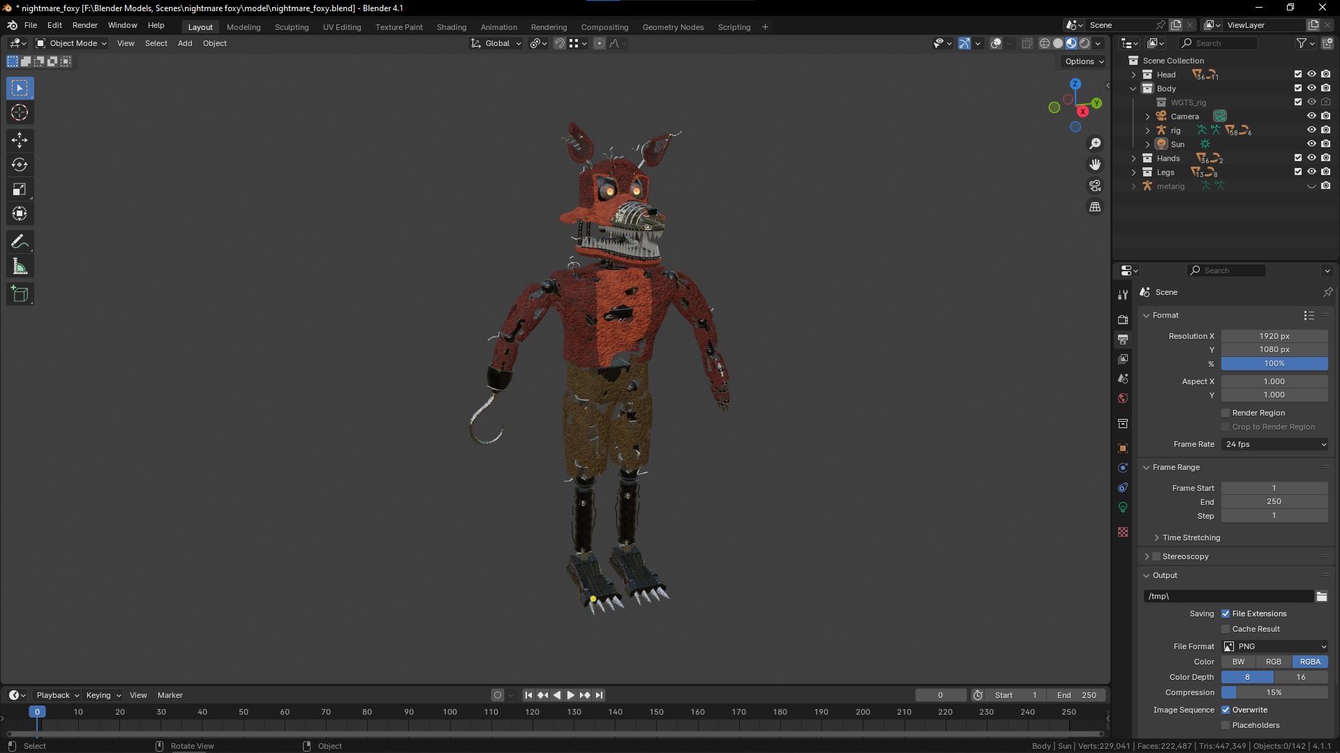 FNaF 4 Nightmare Foxy 3D model_2