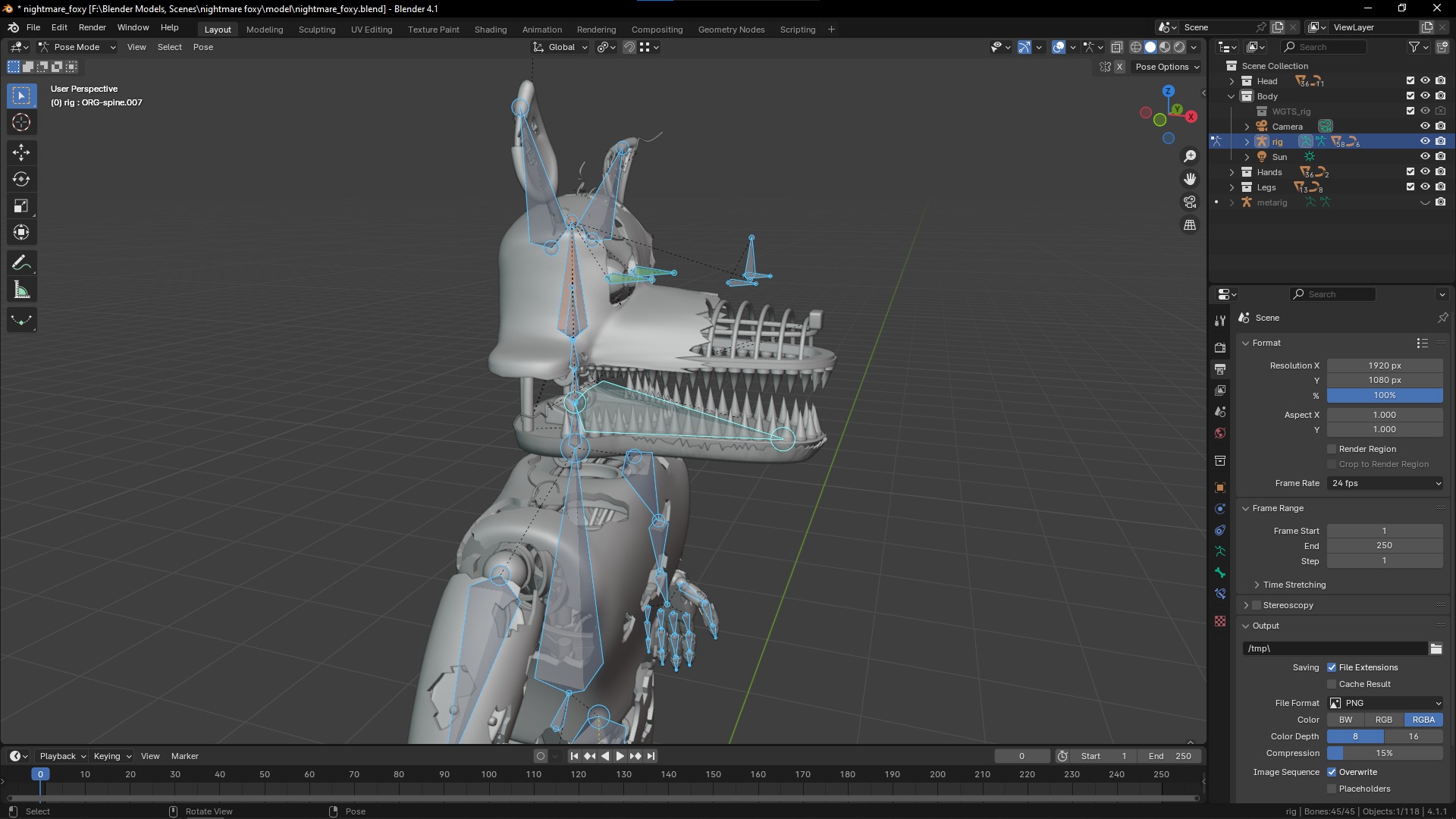 FNaF 4 Nightmare Foxy 3D model_4