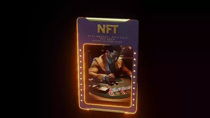 NFT collectible card template for Blender 3D model holographic