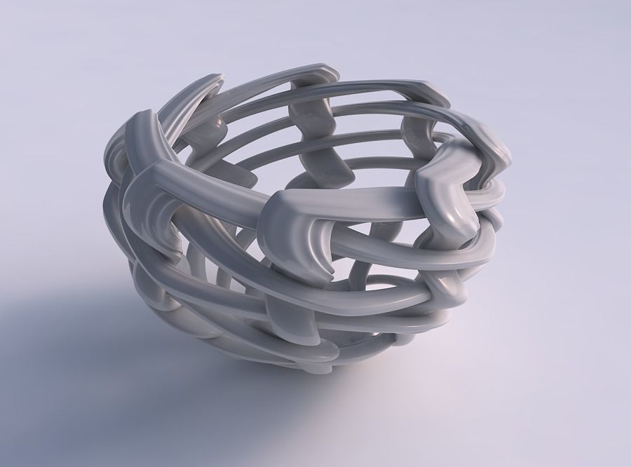 Vase wide on top part with interlacing lattice and extruded l... 3D print model_0