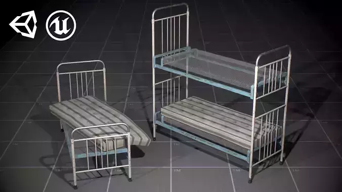 Used Soviet Bed Low-poly 3D model