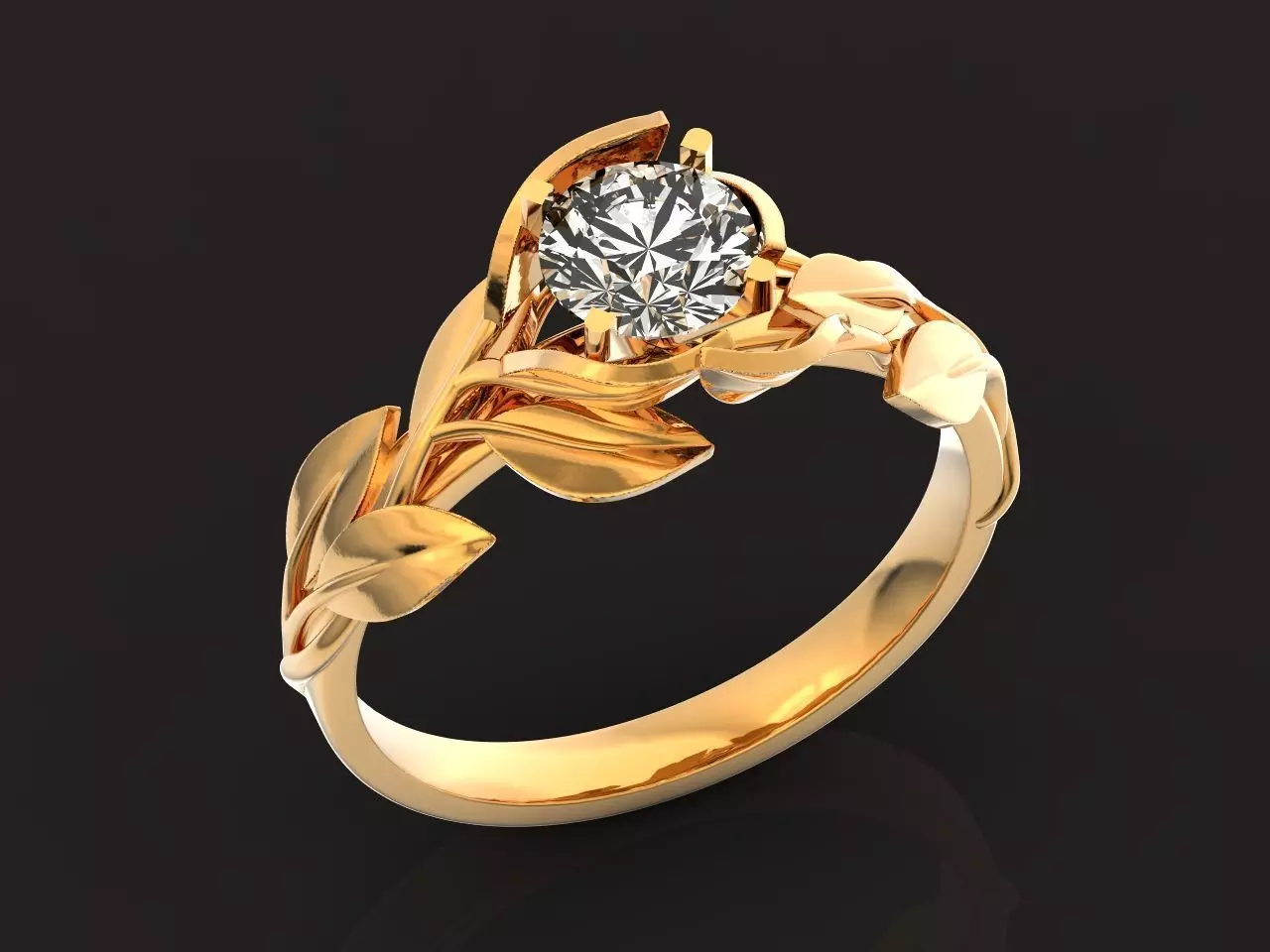 Leaves Engagement Ring 1317 3D print model