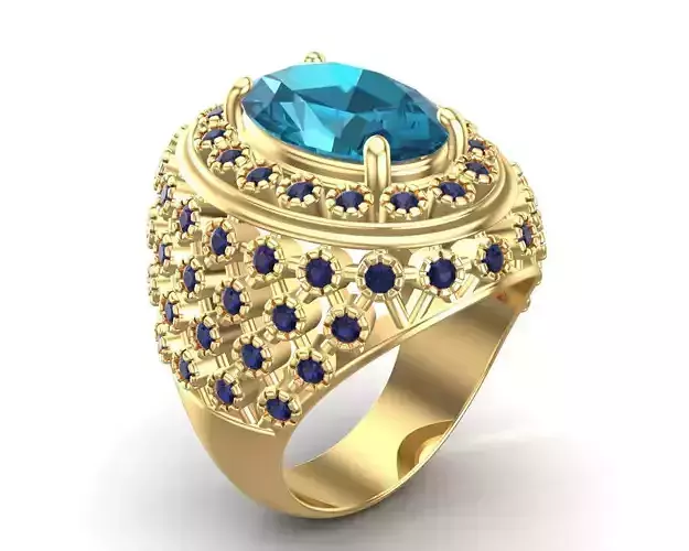 Silver Stylish Men Big Oval Ring