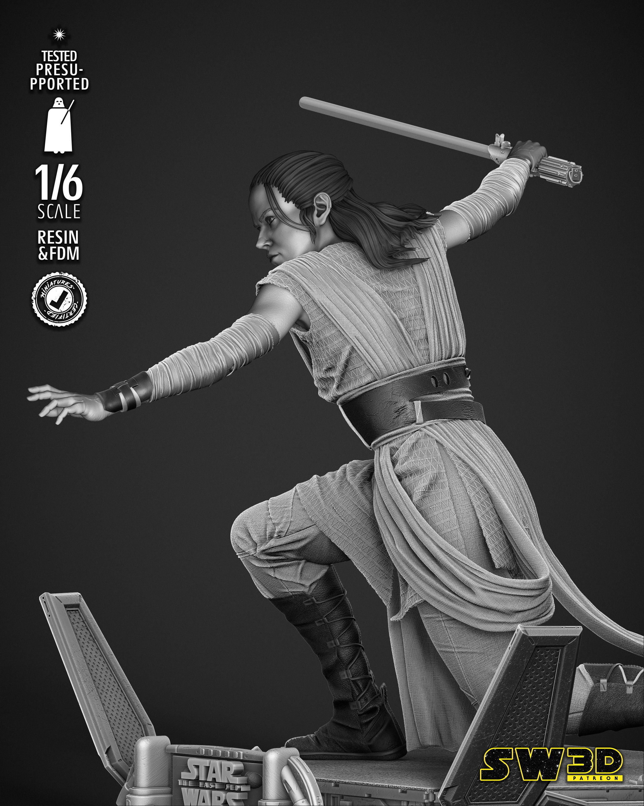 STAR WARS Rey Sculpture 3D print model_2