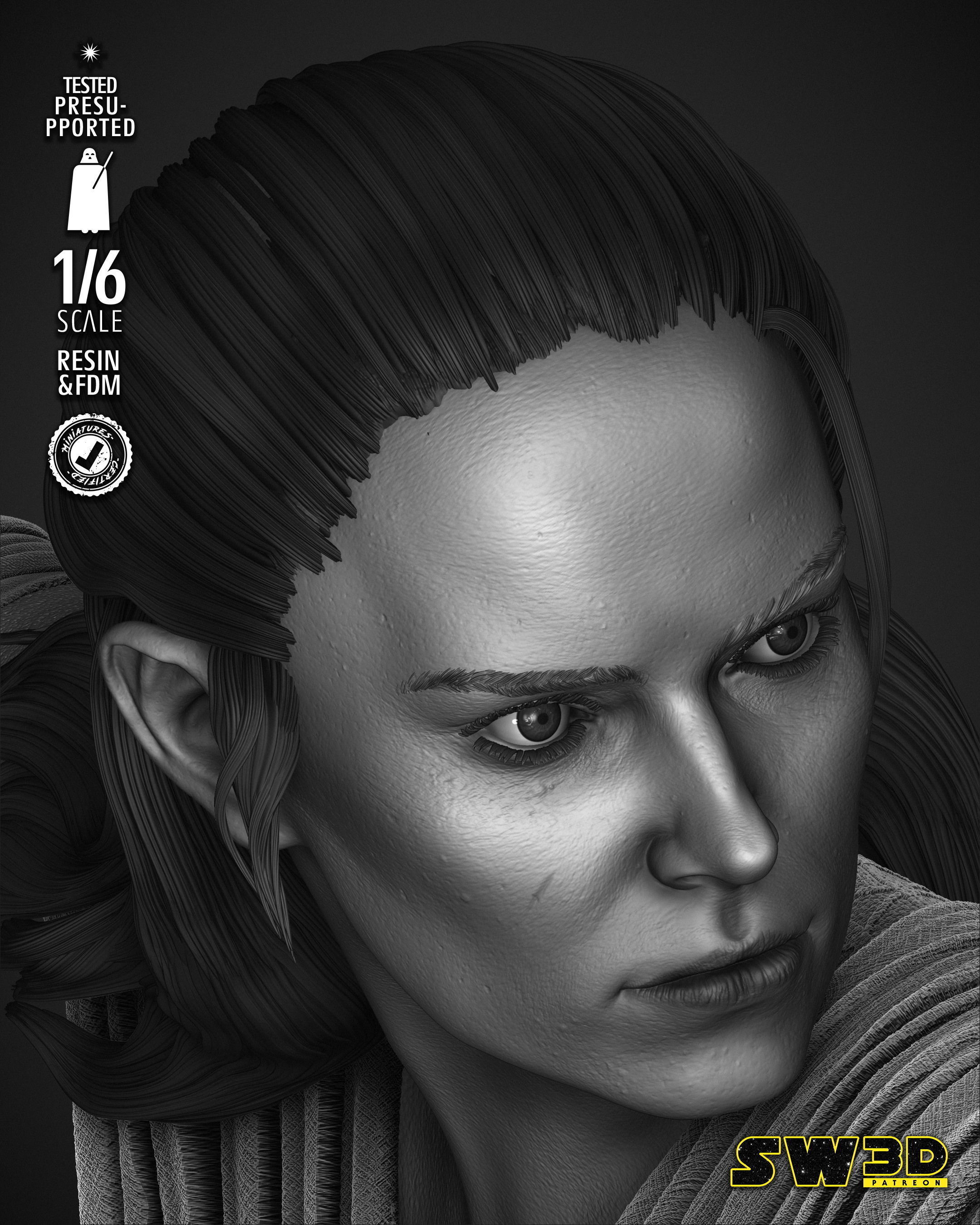 STAR WARS Rey Sculpture 3D print model_19