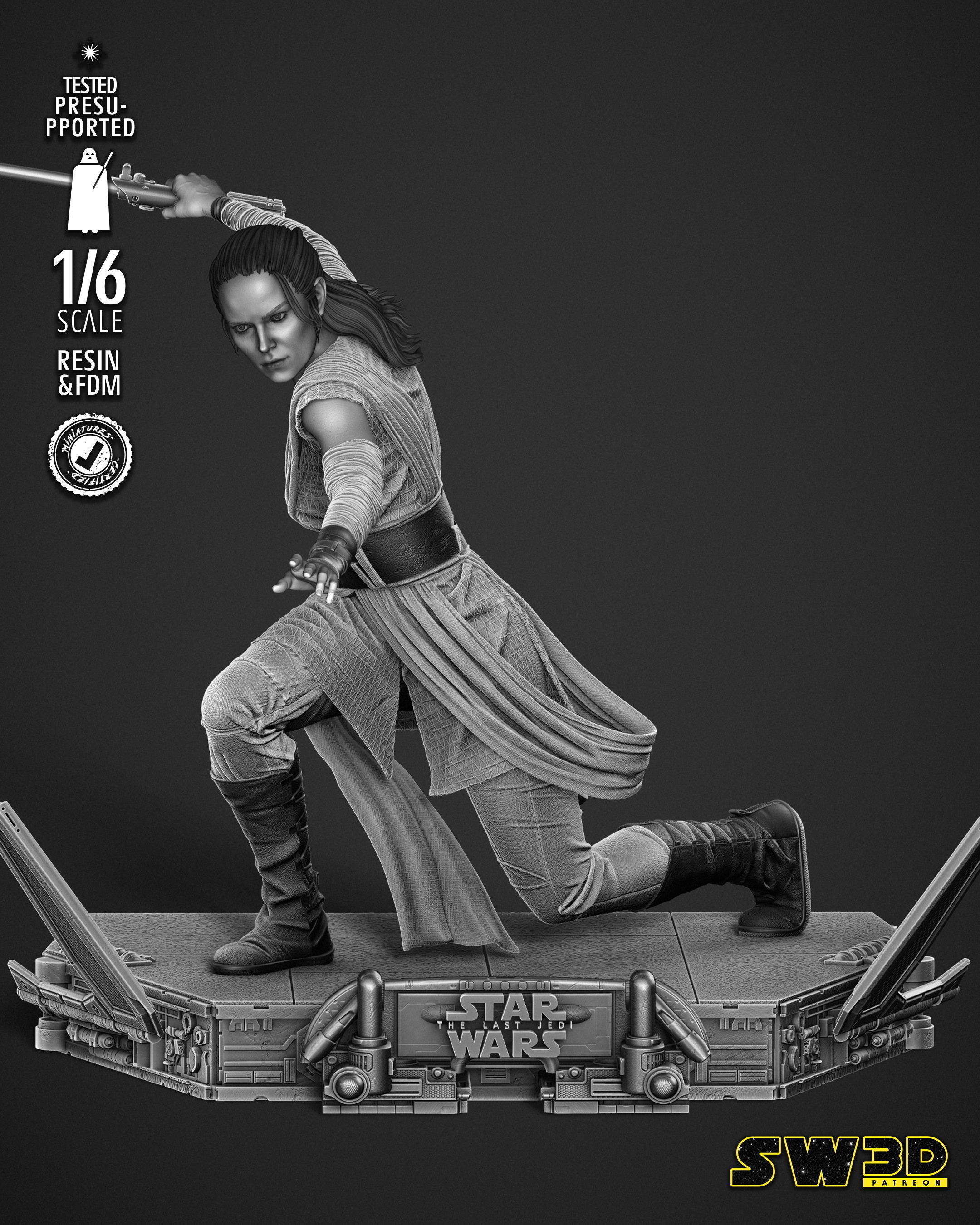 STAR WARS Rey Sculpture 3D print model_13