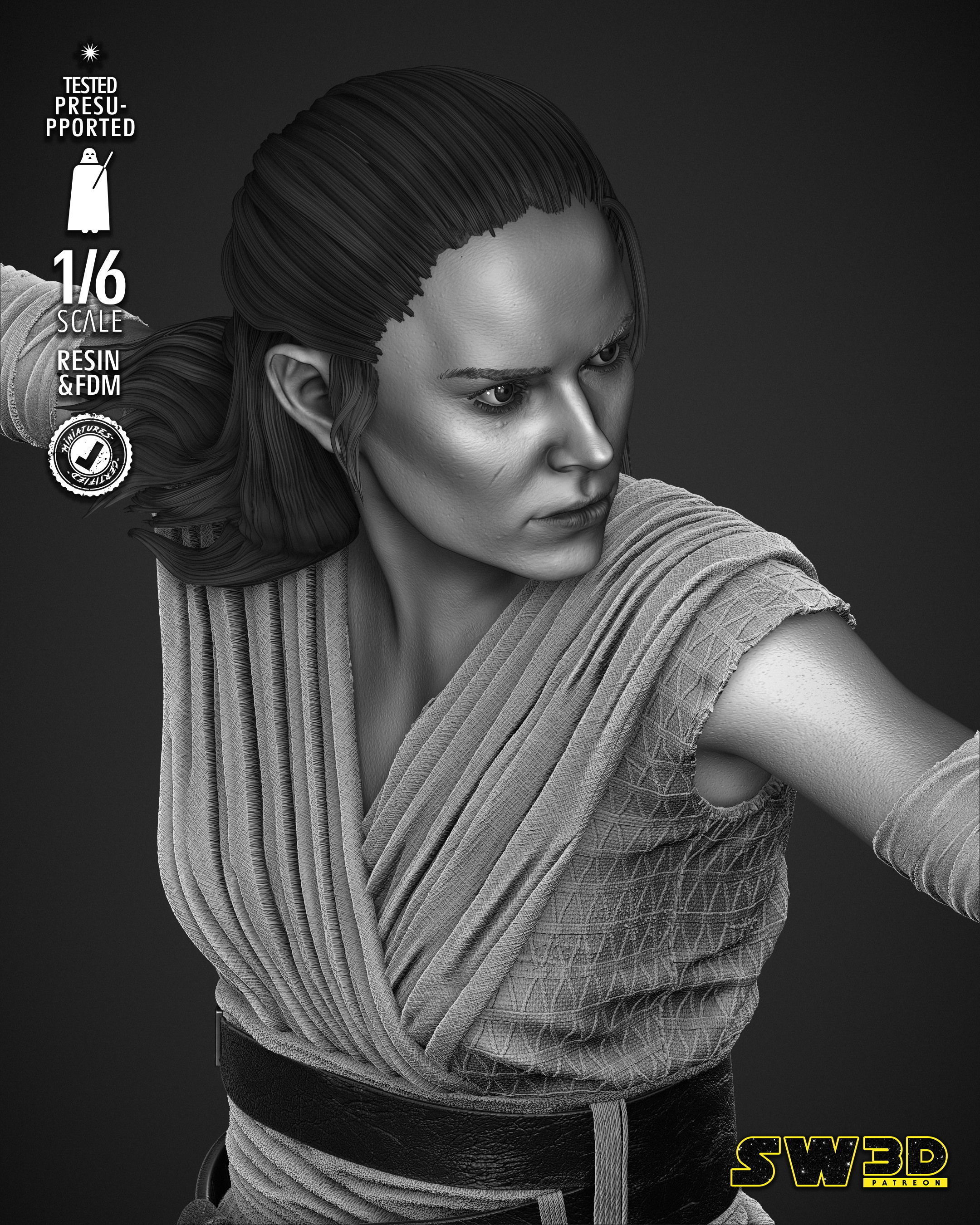 STAR WARS Rey Sculpture 3D print model_11