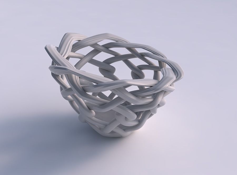 Vase wide on top part with interlacing lattice and extruded l... 3D print model_0