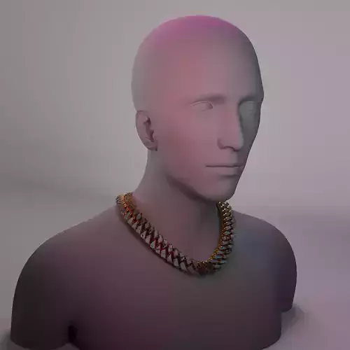 Gold Chain Necklace 3D Model with diamond