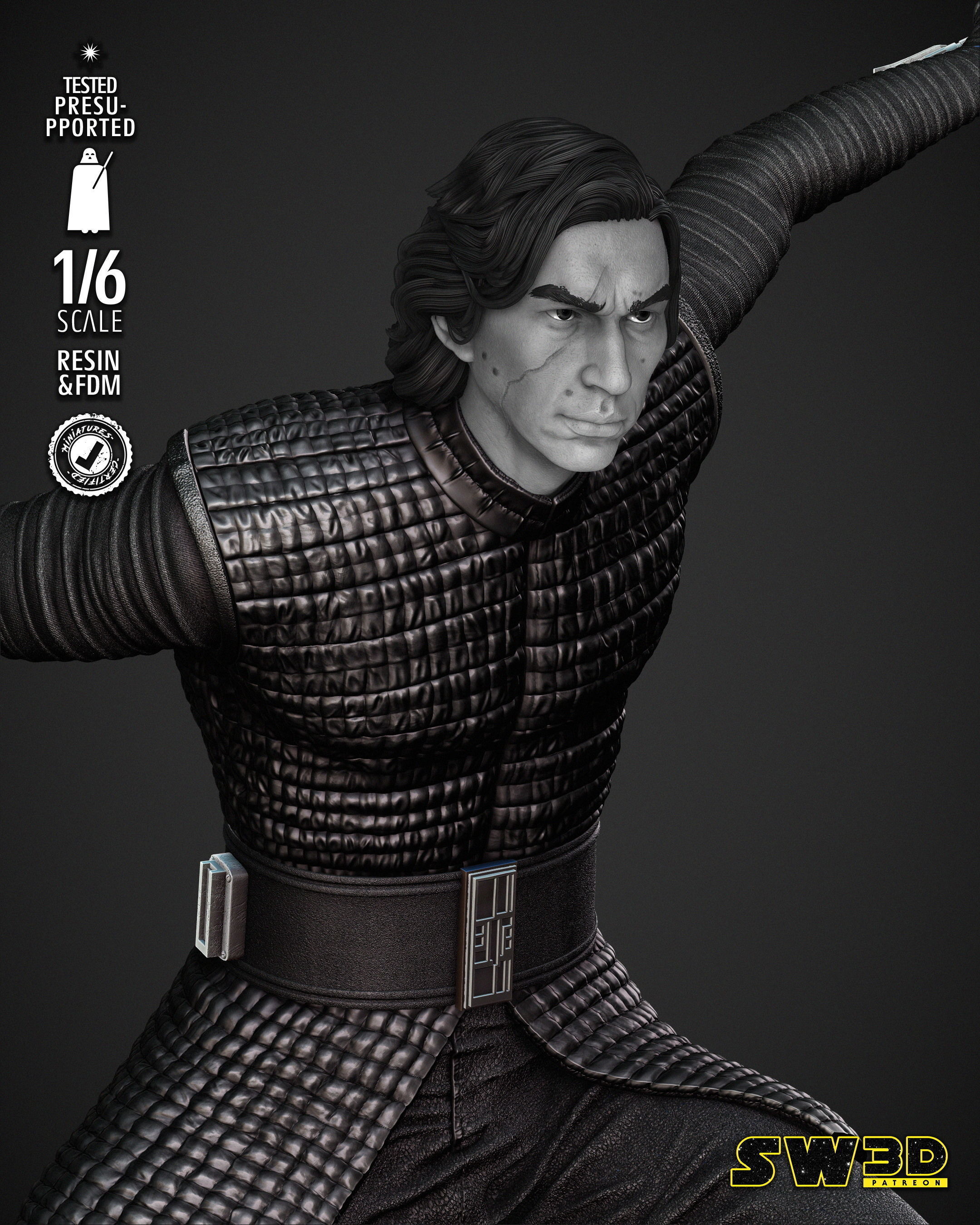STAR WARS Kylo Ren Sculpture 3D print model_6