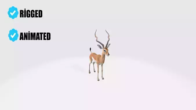 Gazelle Realistic Model Rigged and Animated 3D model