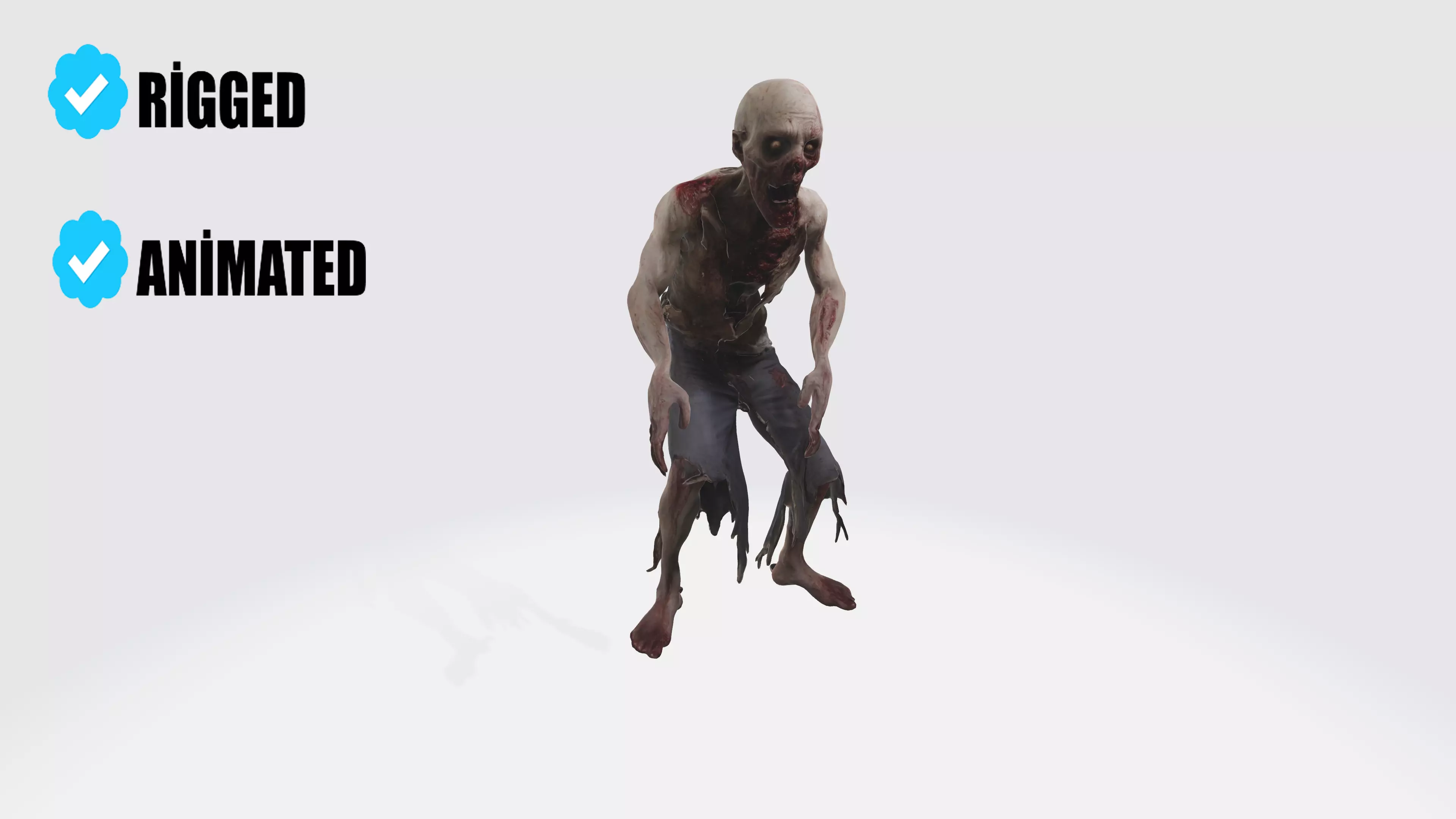 Scary Zombie Animated and Rigged 3D model_0
