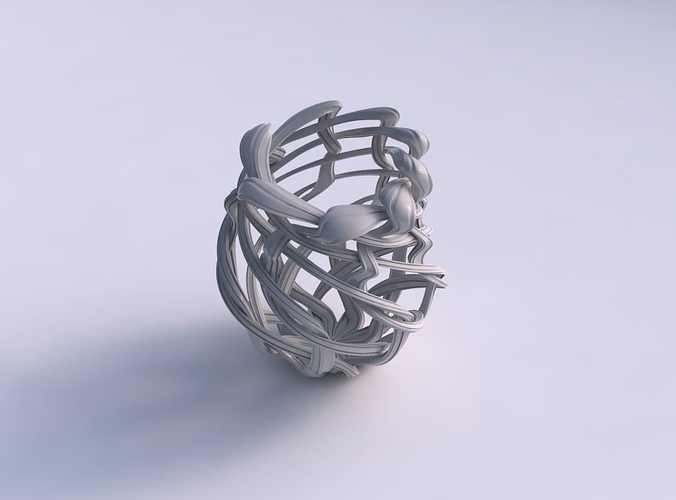 Vase wide bulged with interlacing lattice and extruded lines pimp up top