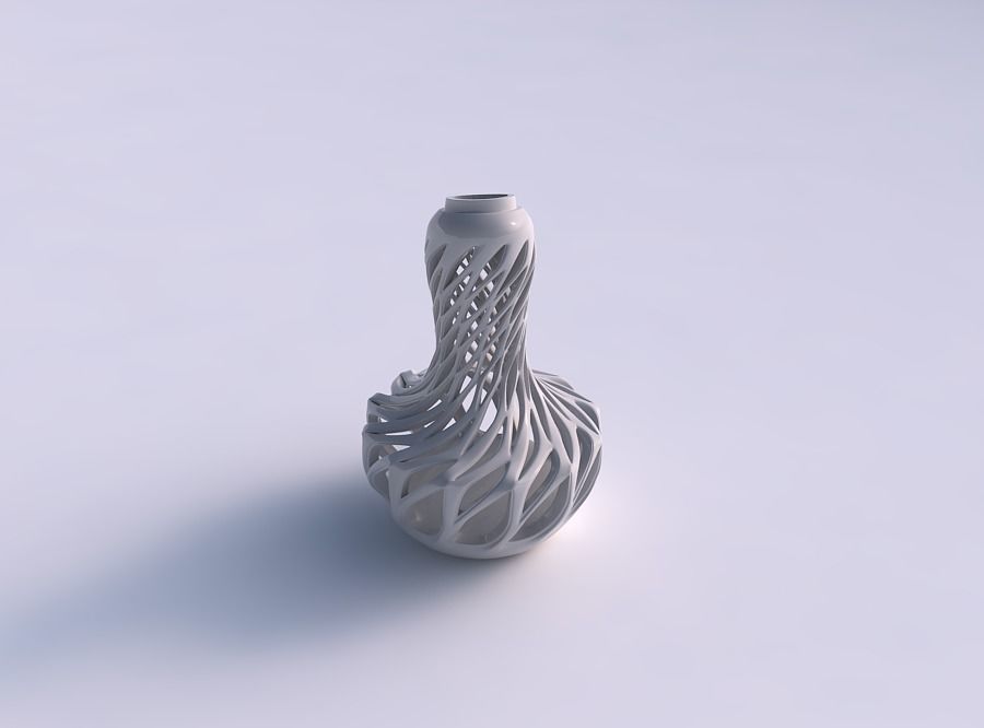 Vase wide bottom squeezed mid with smooth cuts and extruded t... 3D print model_0