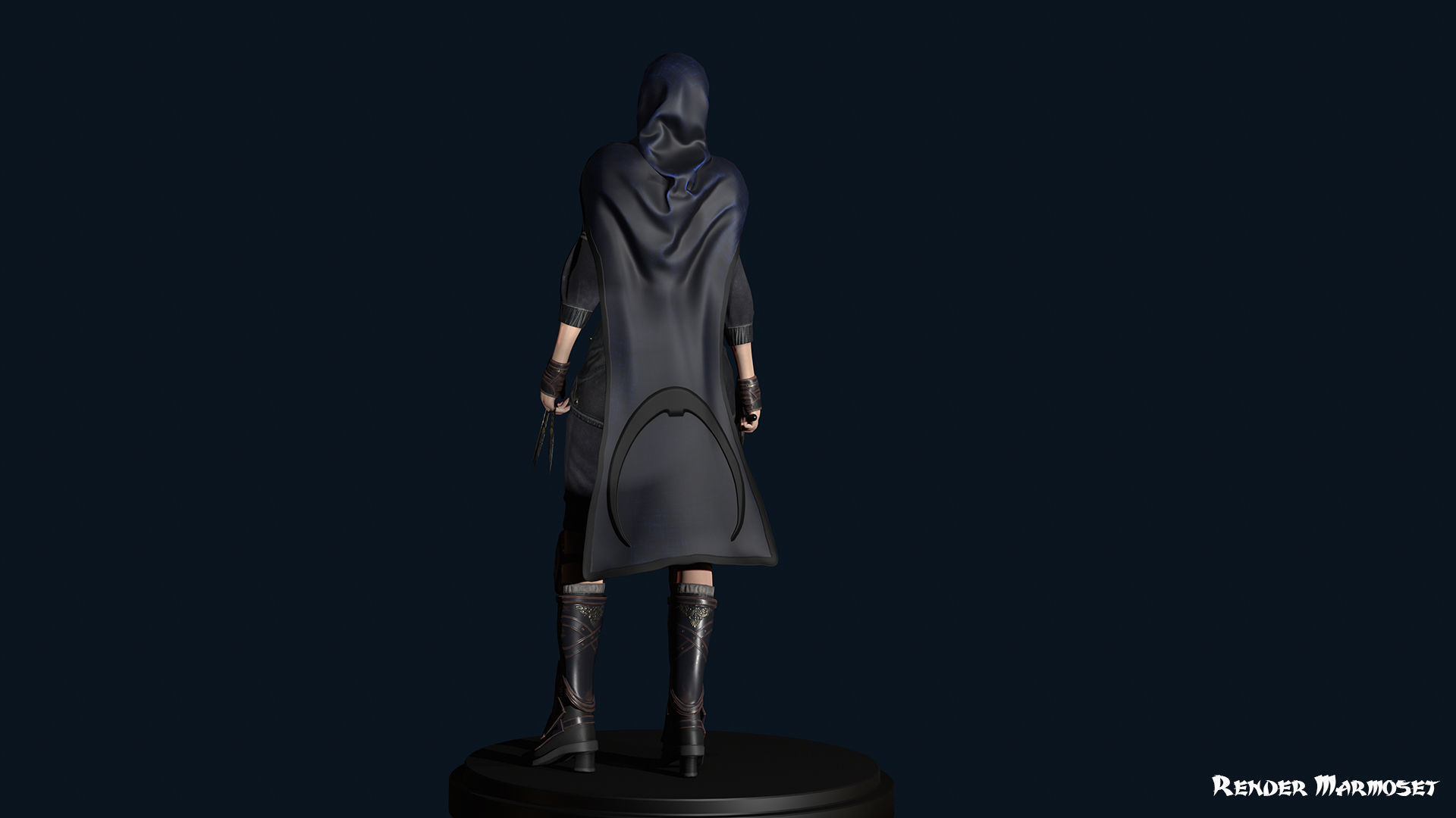 Ninja Girl Low-poly 3D model_11
