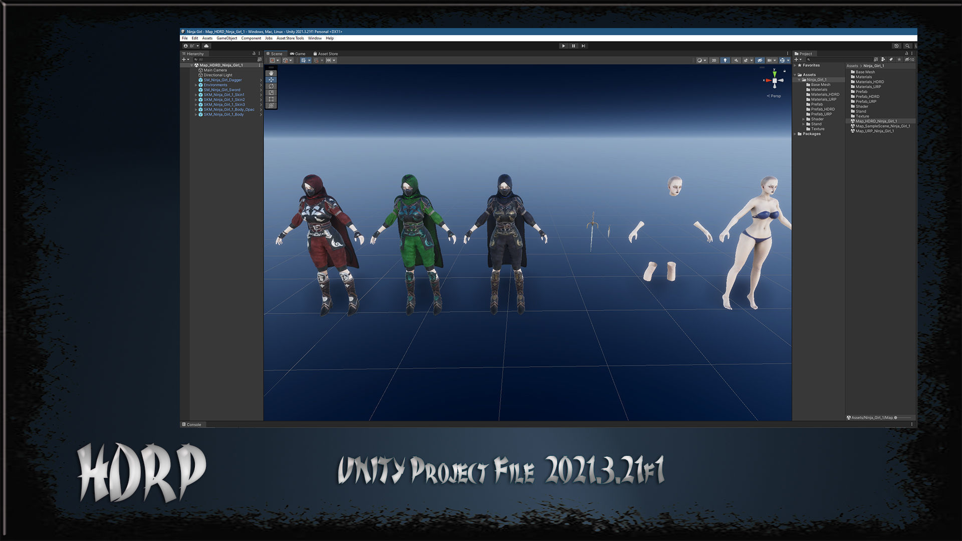Ninja Girl Low-poly 3D model_13