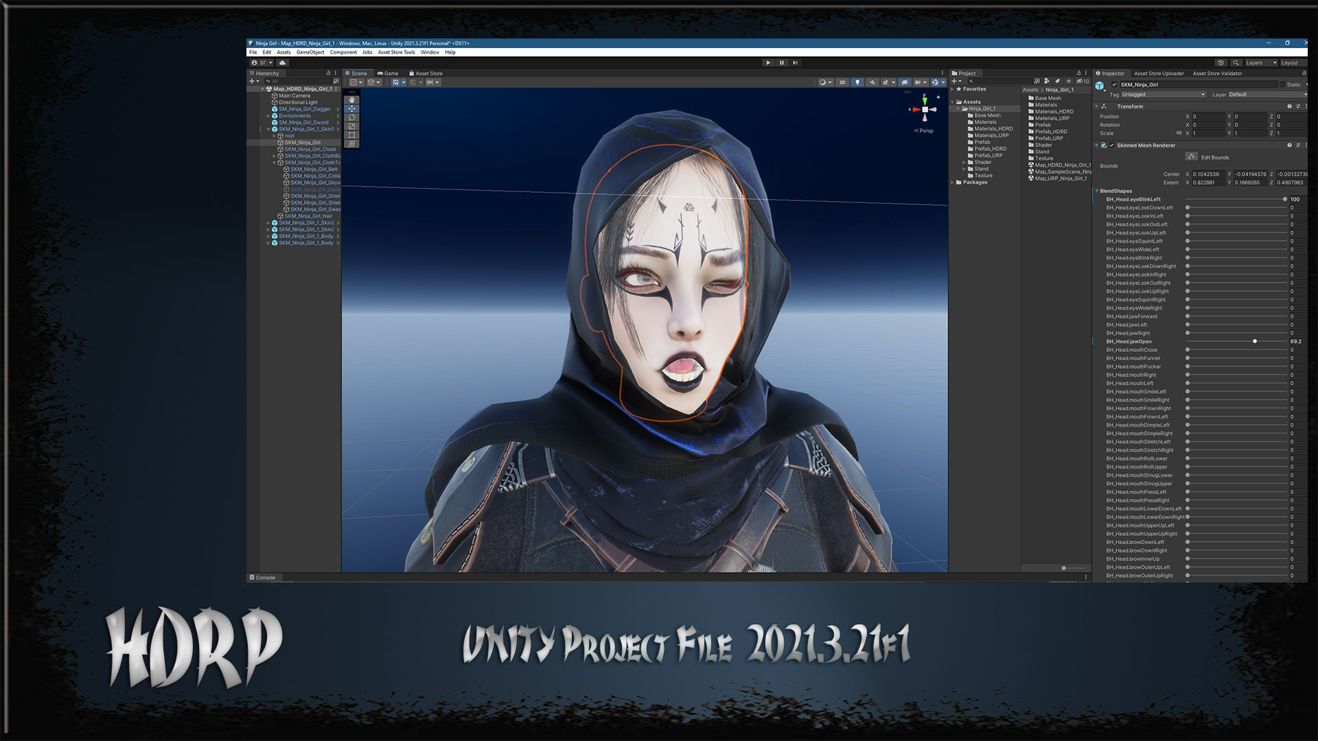 Ninja Girl Low-poly 3D model_31