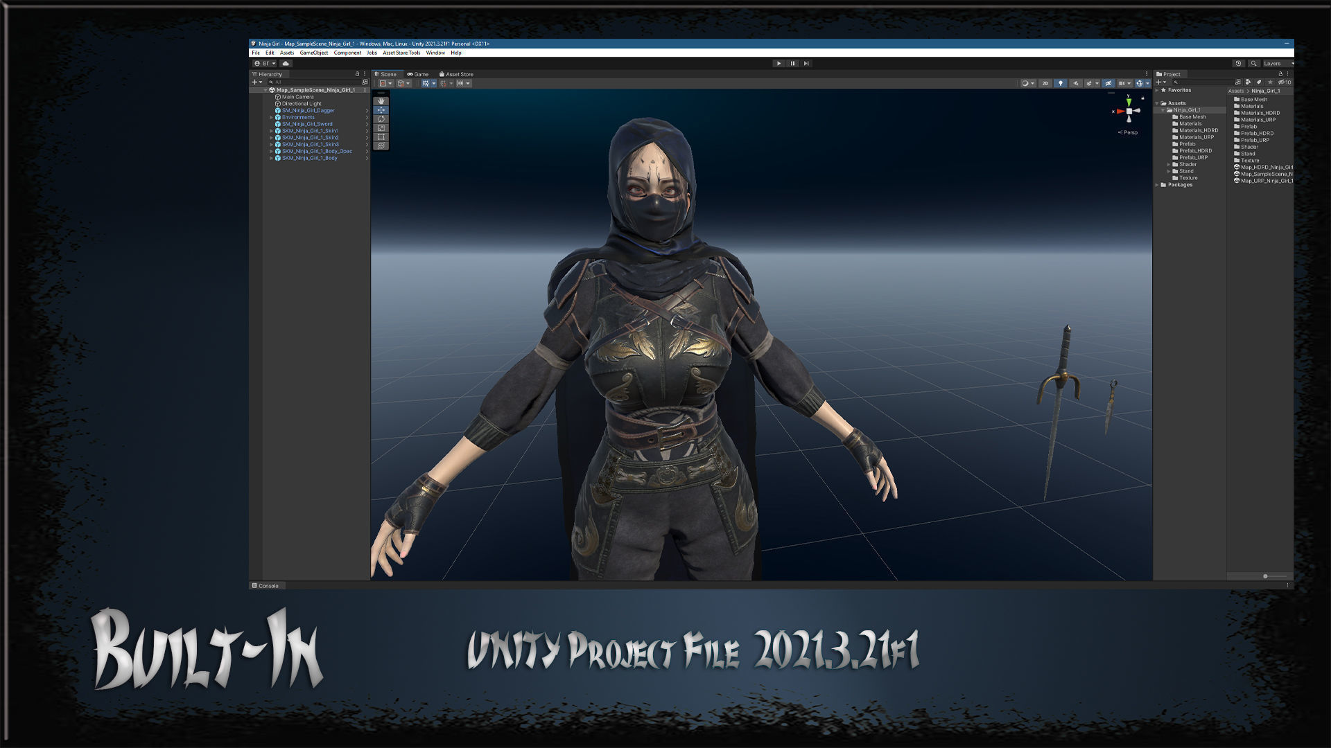Ninja Girl Low-poly 3D model_27