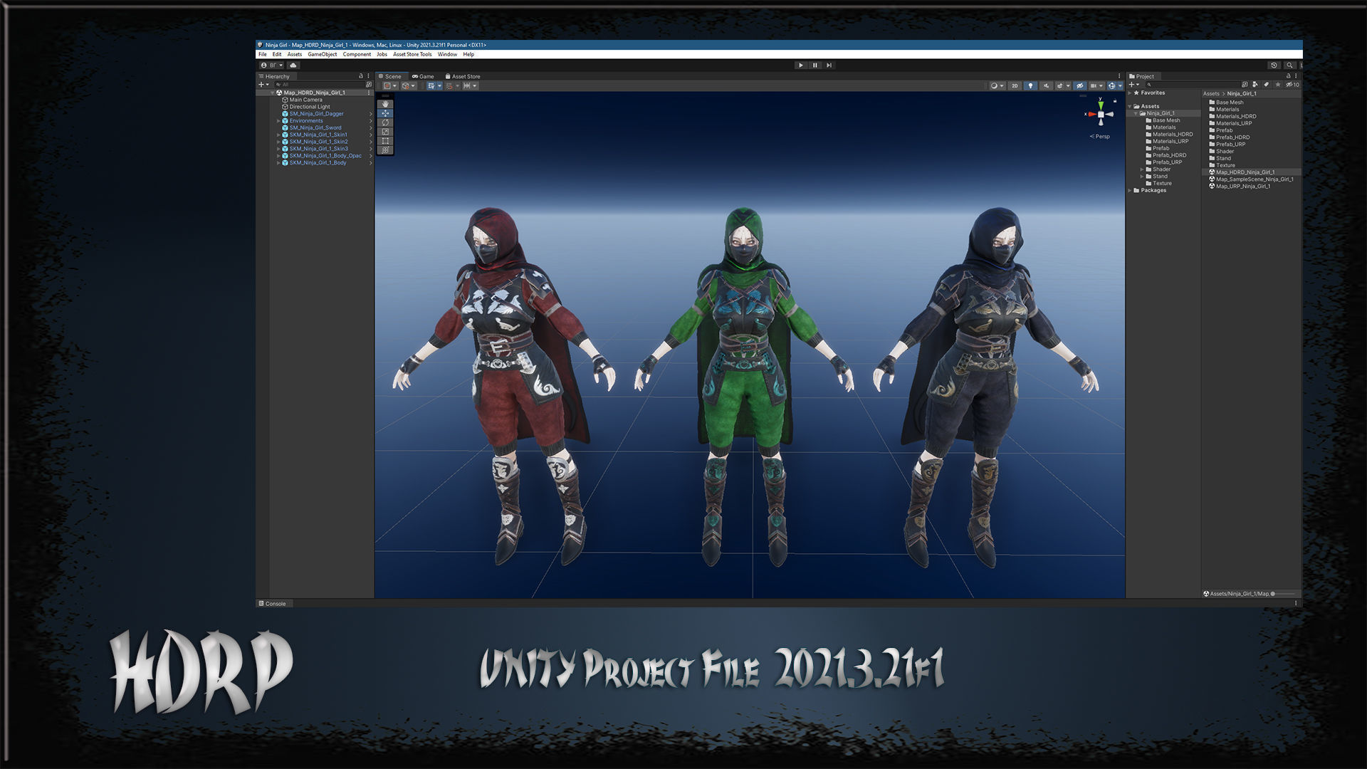 Ninja Girl Low-poly 3D model_33
