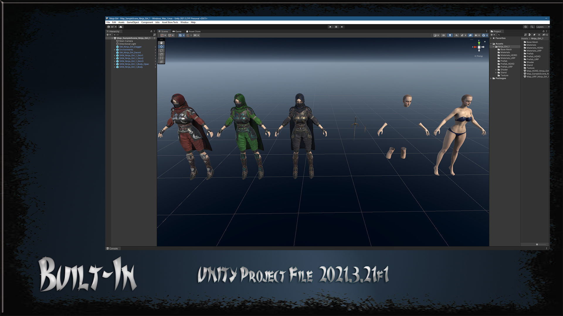 Ninja Girl Low-poly 3D model_17