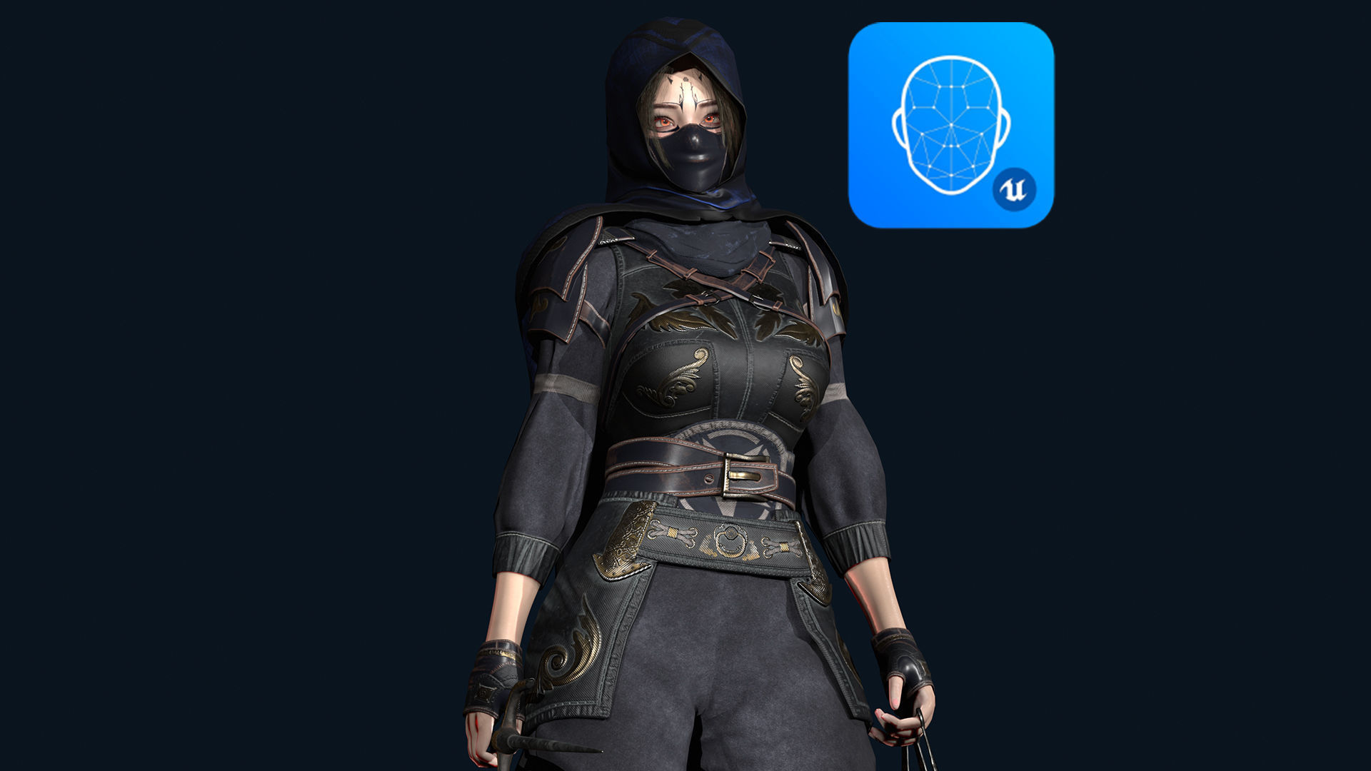 Ninja Girl Low-poly 3D model_3