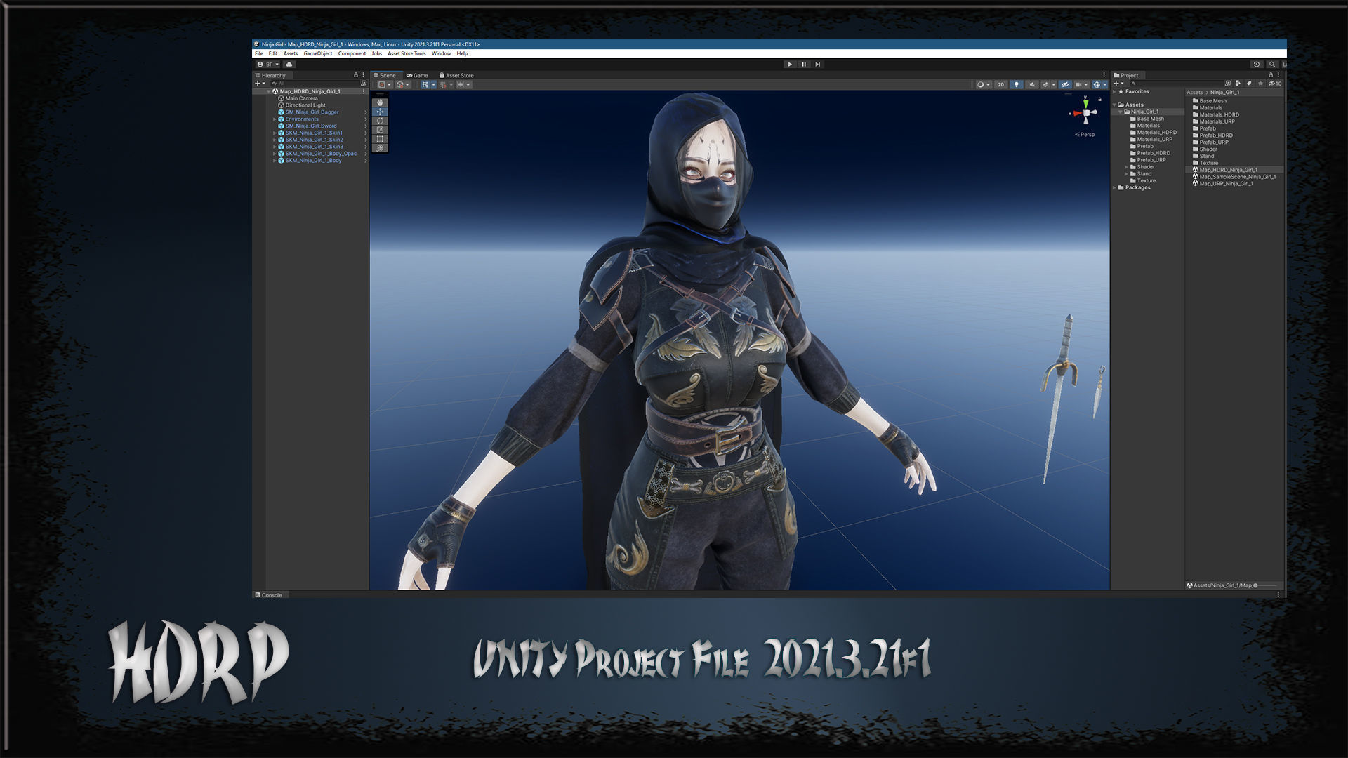 Ninja Girl Low-poly 3D model_32
