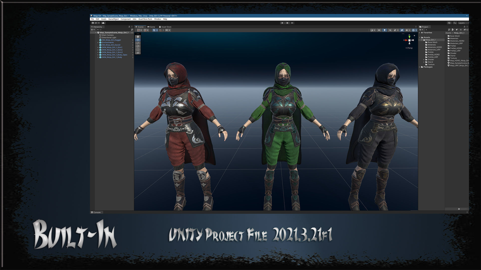 Ninja Girl Low-poly 3D model_26