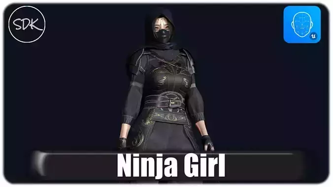 Ninja Girl Low-poly 3D model