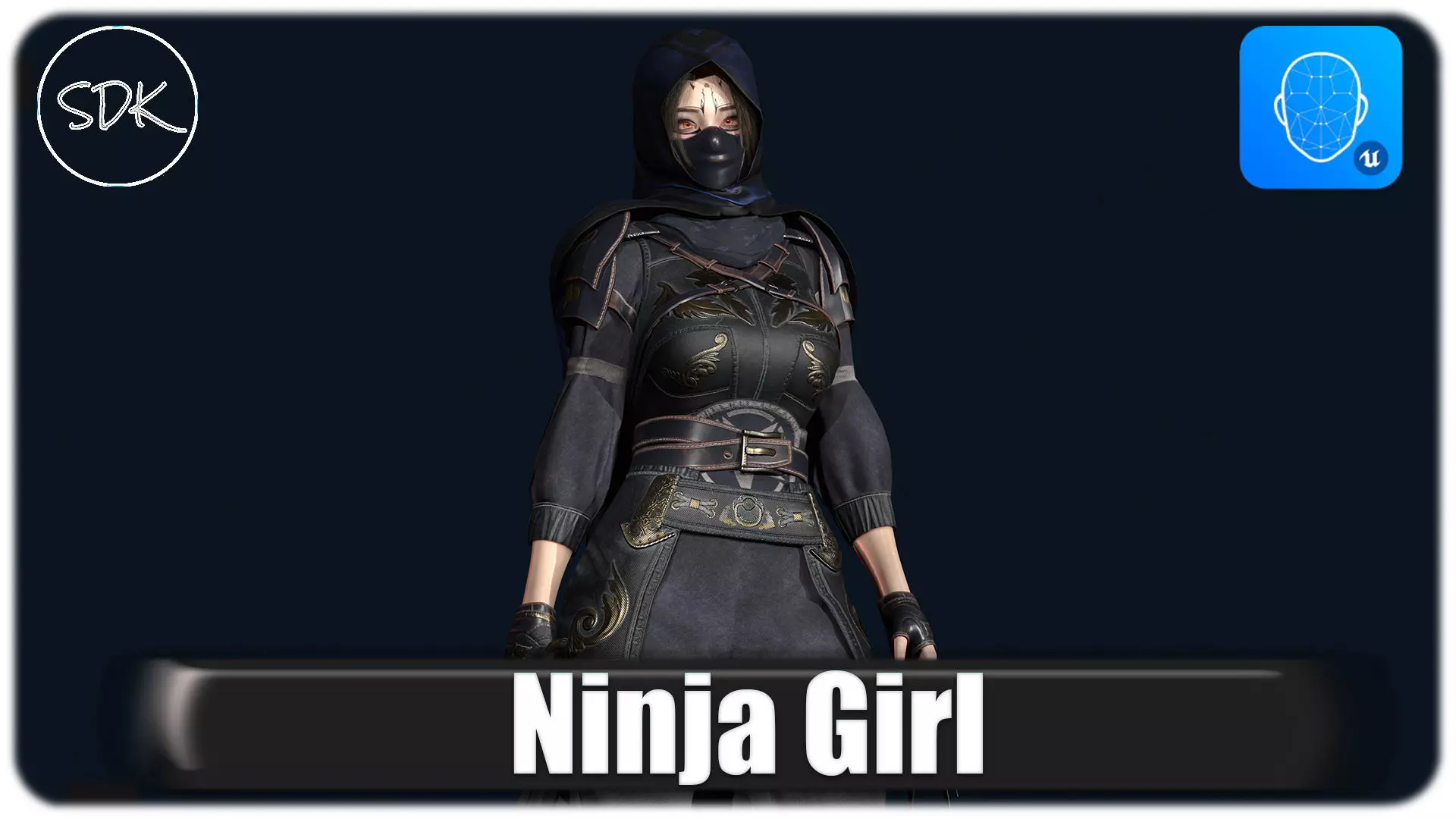 Ninja Girl Low-poly 3D model_0
