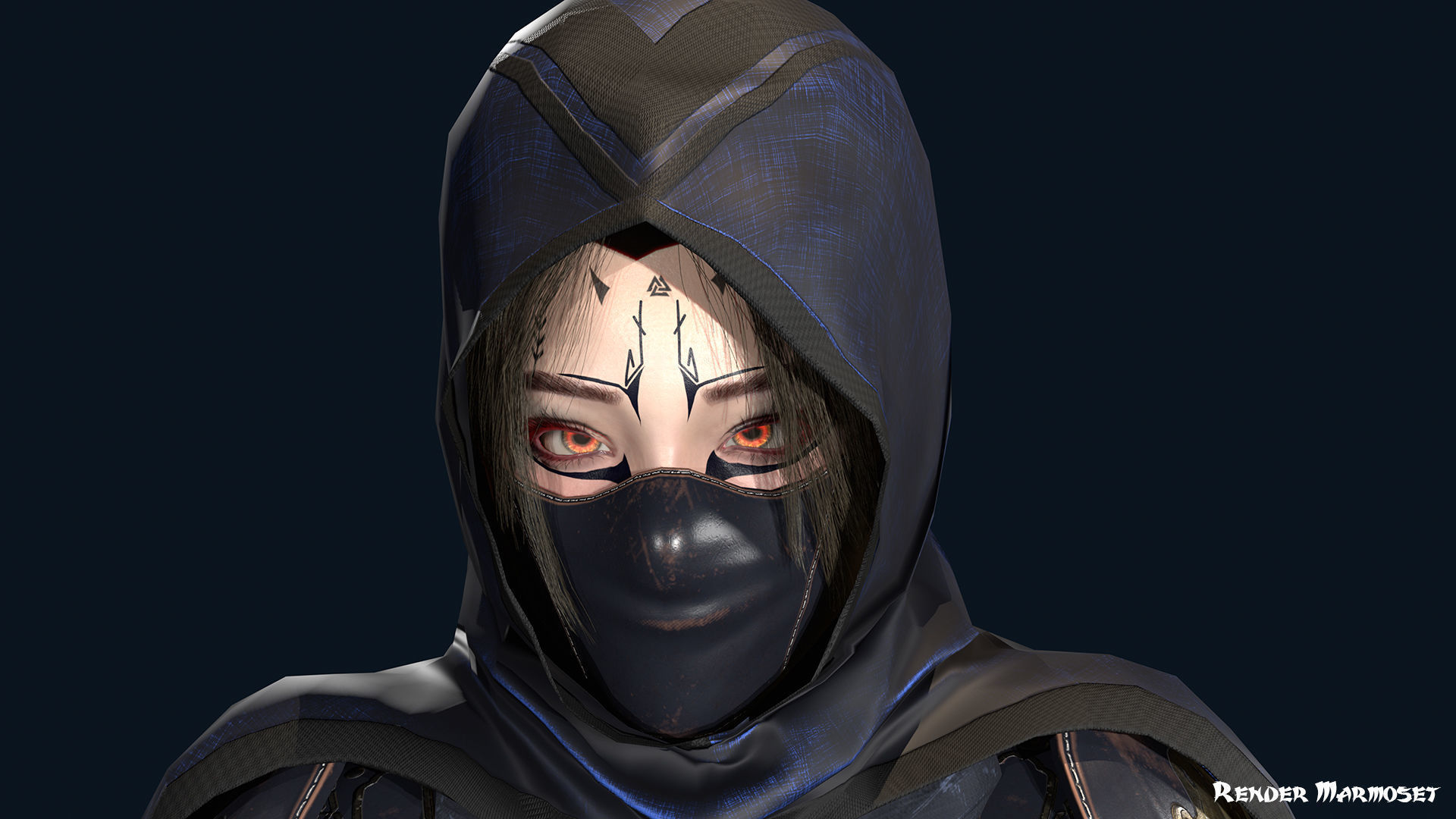 Ninja Girl Low-poly 3D model_5