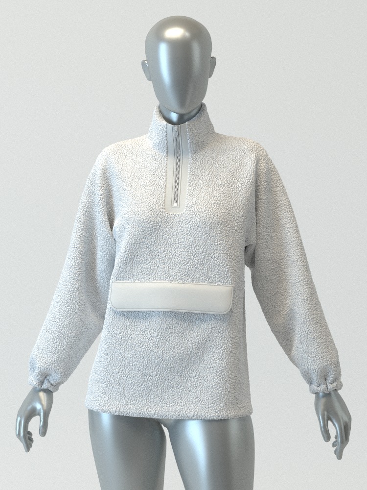 Pullover Teddy Jacket with Pocket 3D model_4