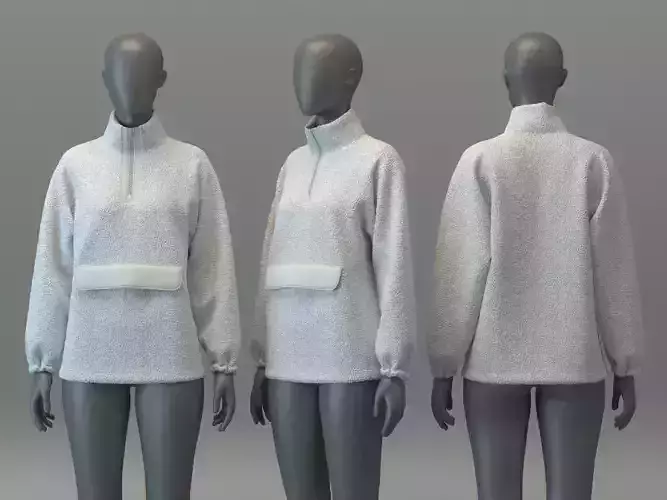 Pullover Teddy Jacket with Pocket 3D model