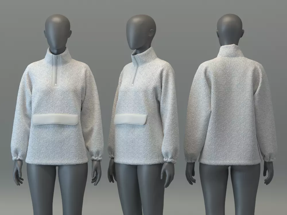 Pullover Teddy Jacket with Pocket 3D model_0