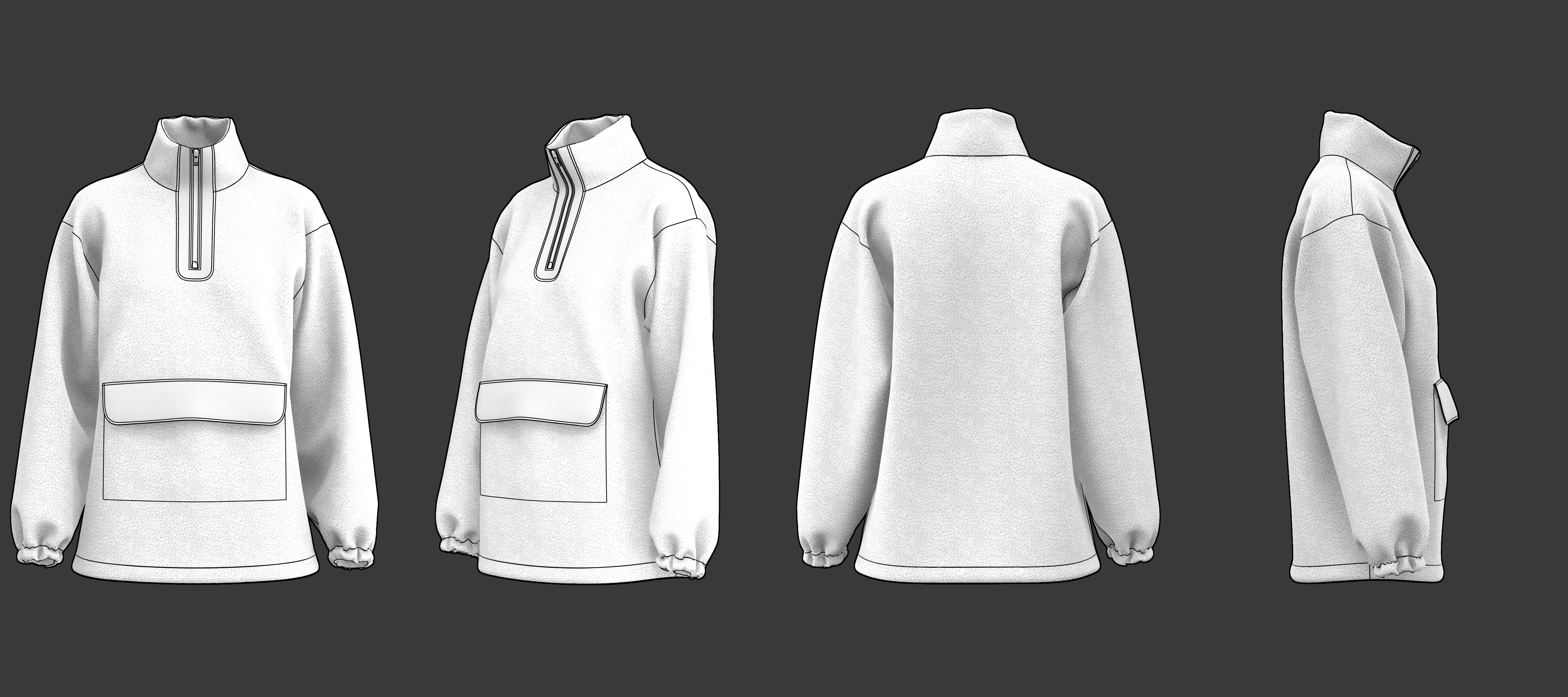 Pullover Teddy Jacket with Pocket 3D model_10