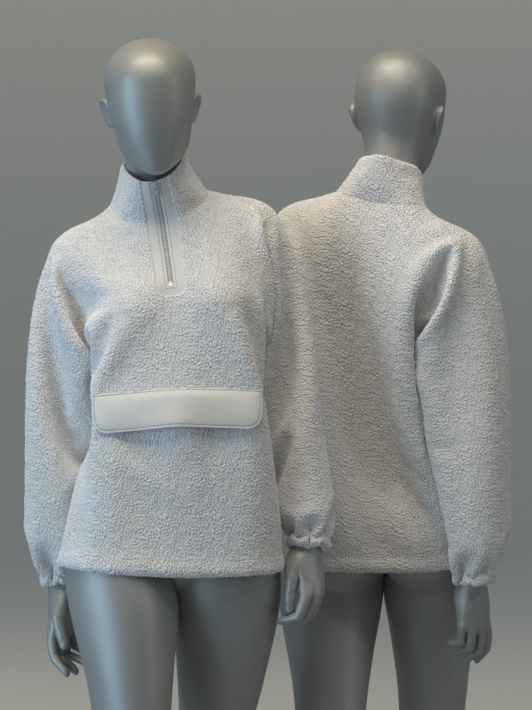Pullover Teddy Jacket with Pocket 3D model_3