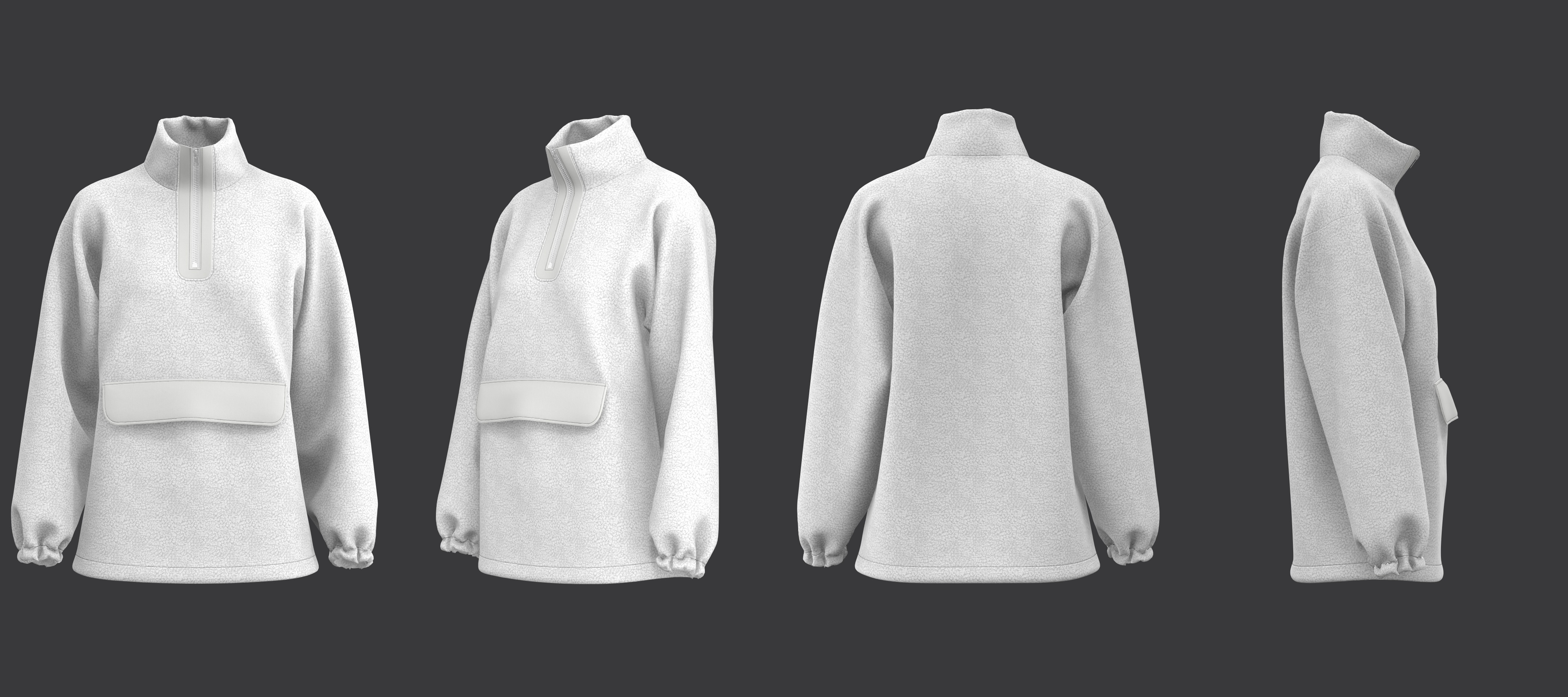 Pullover Teddy Jacket with Pocket 3D model_9