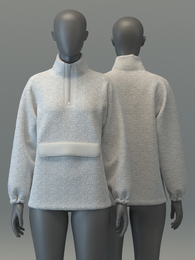 Pullover Teddy Jacket with Pocket 3D model_2
