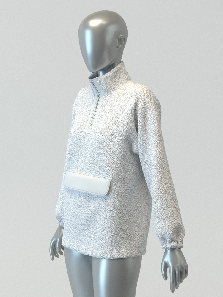 Pullover Teddy Jacket with Pocket 3D model_5