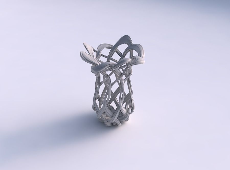 Vase wide bulged with interlacing lattice and extruded lines ... 3D print model_0