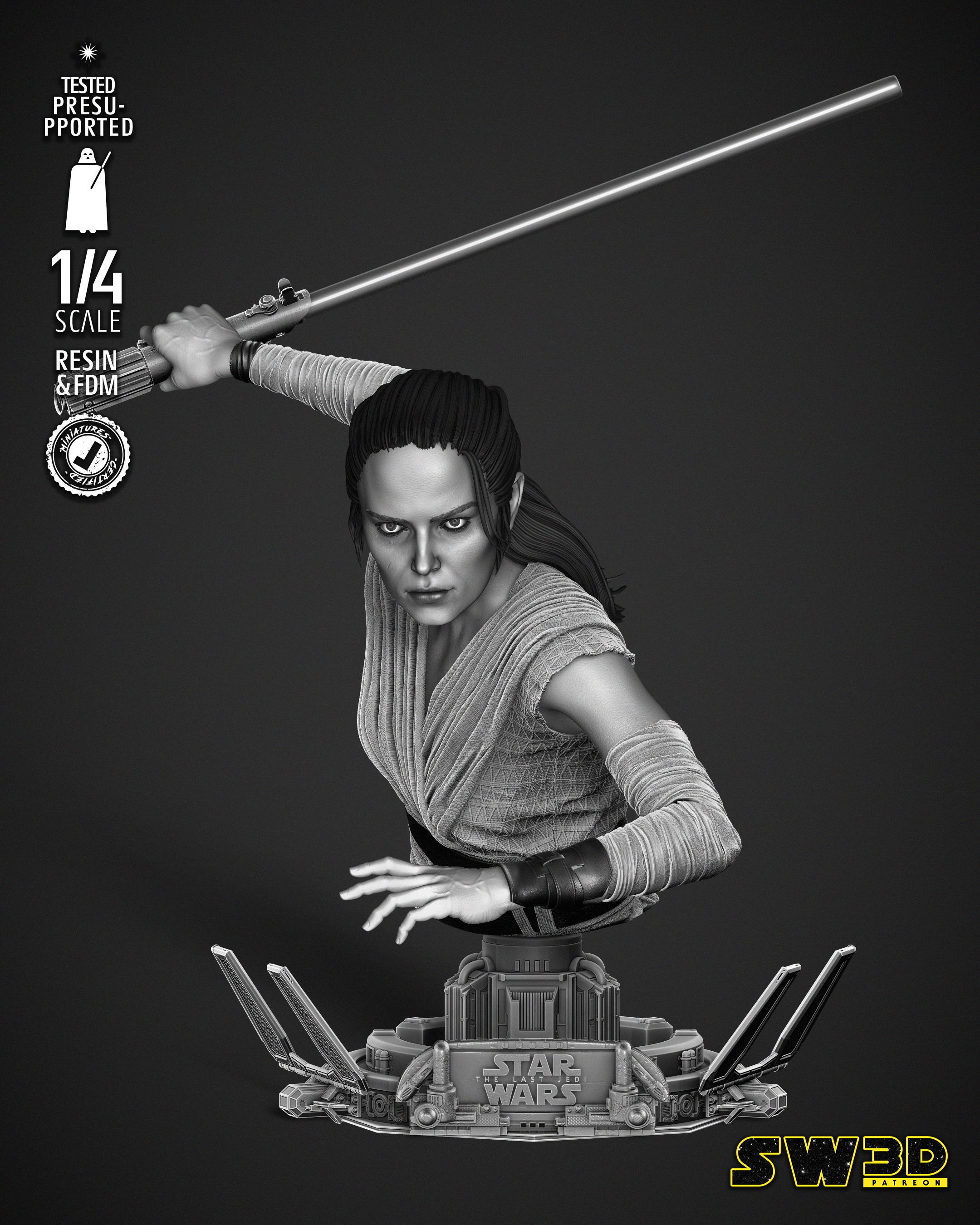 STAR WARS Rey Bust 3D print model_34