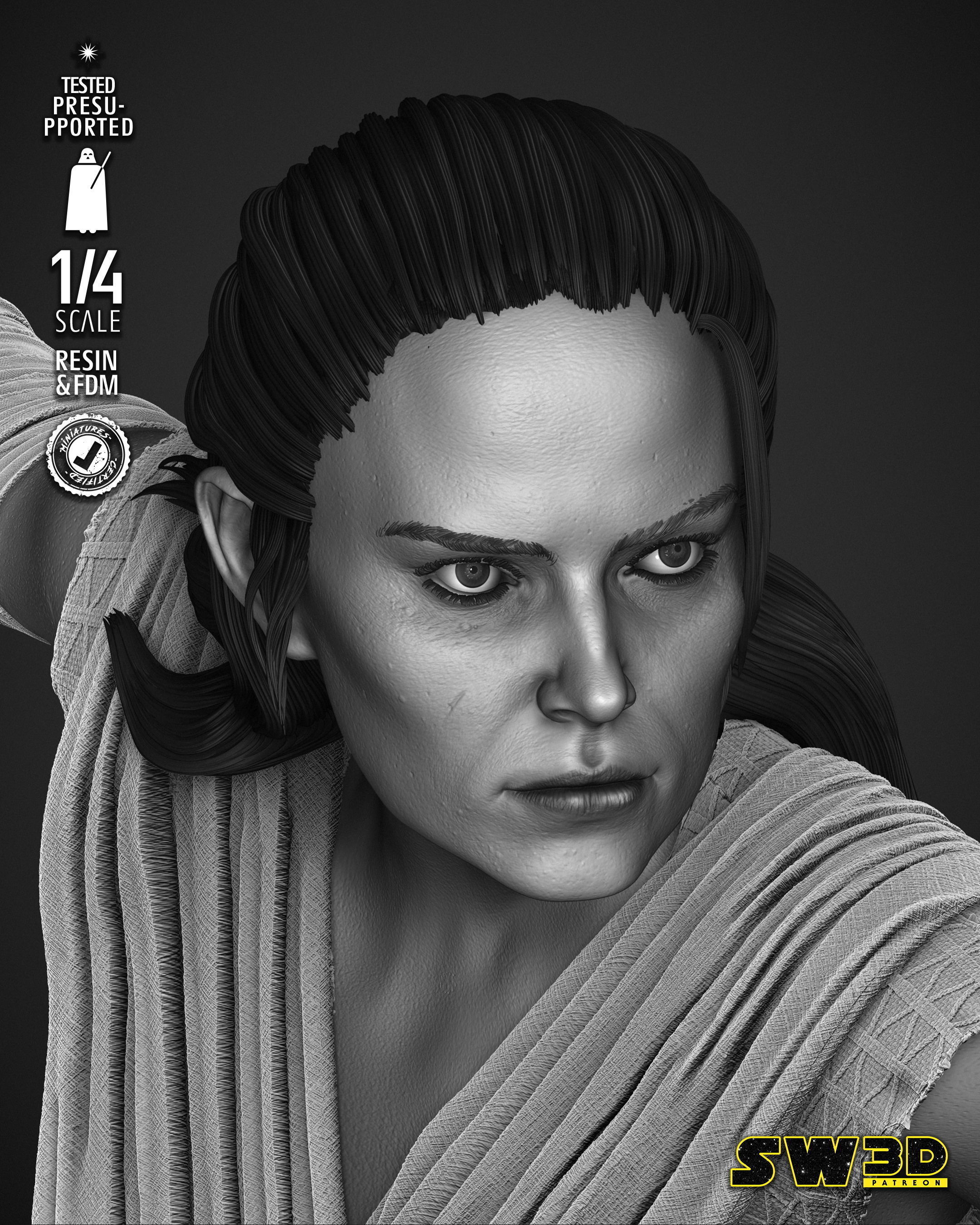 STAR WARS Rey Bust 3D print model_37