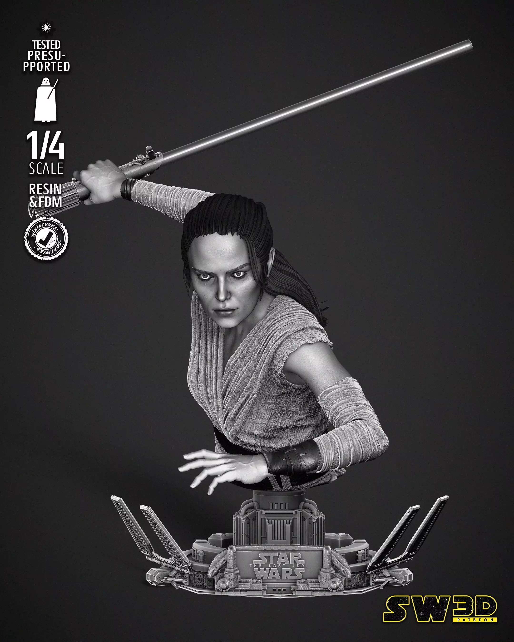 STAR WARS Rey Bust 3D print model_0