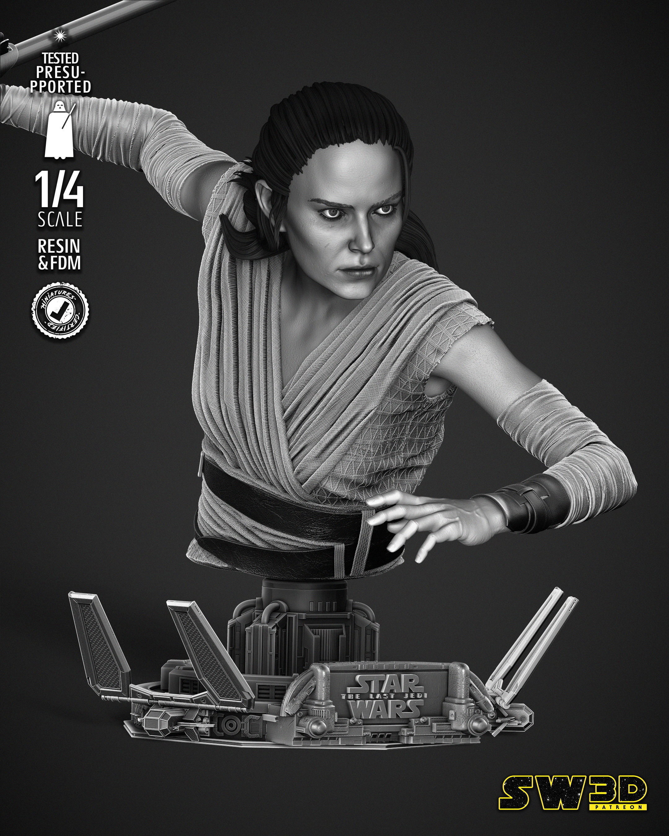 STAR WARS Rey Bust 3D print model_16