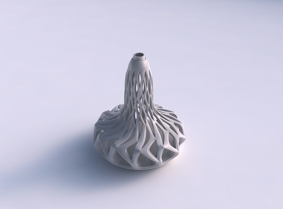 Vase wide bottom squeezed mid with smooth cuts and extruded t... 3D print model_0