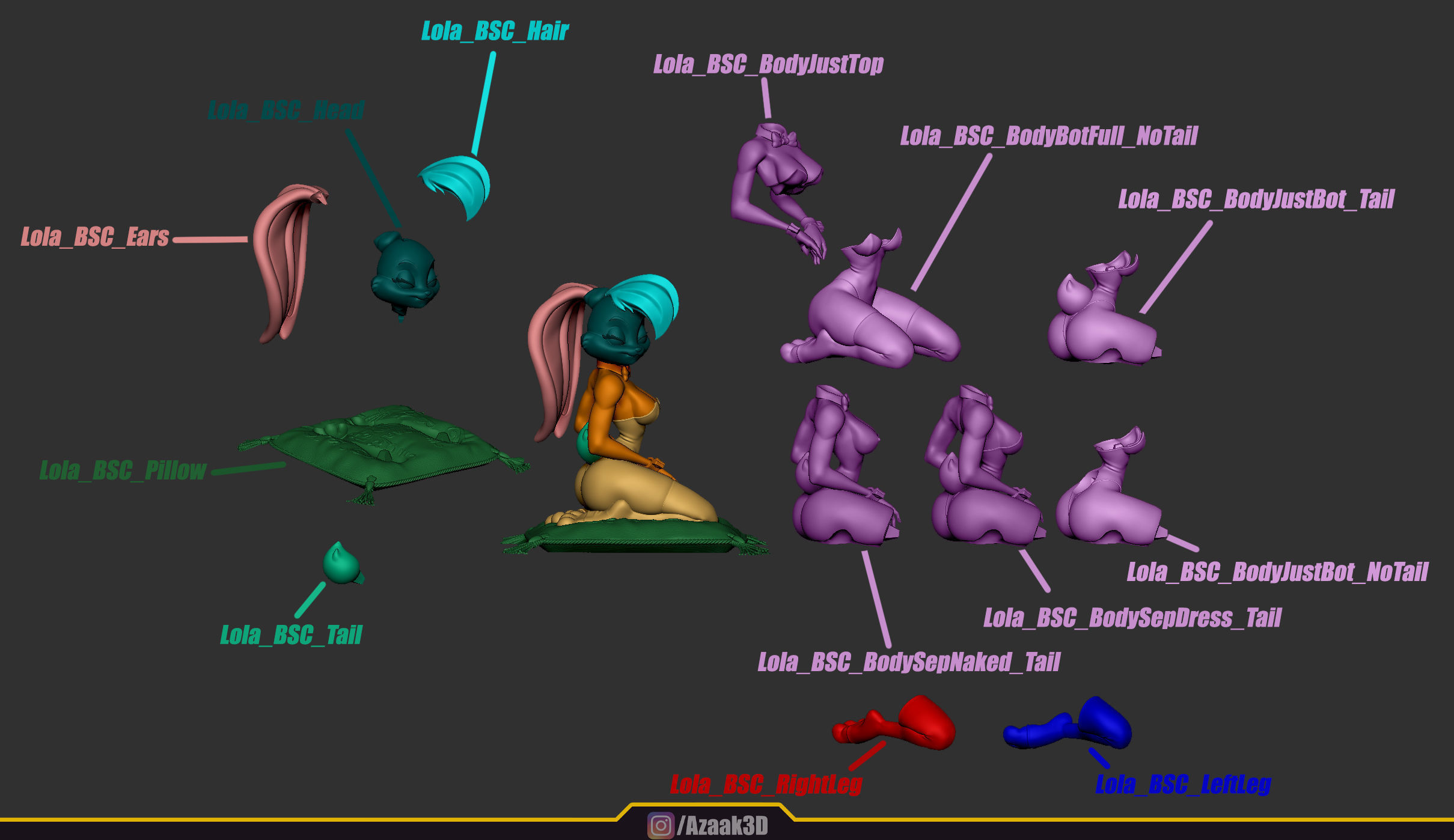 Lola Bunny - Bunnysuit Collection With NSFW variant 3D print model_3