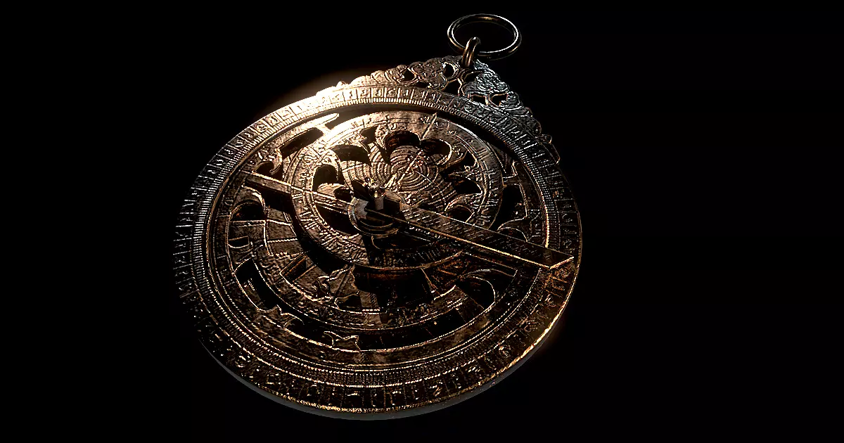 Antique Astrolabe Instrument Low-poly 3D model_0