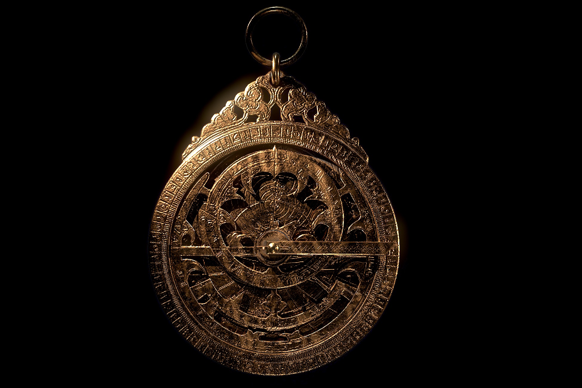 Antique Astrolabe Instrument Low-poly 3D model_1