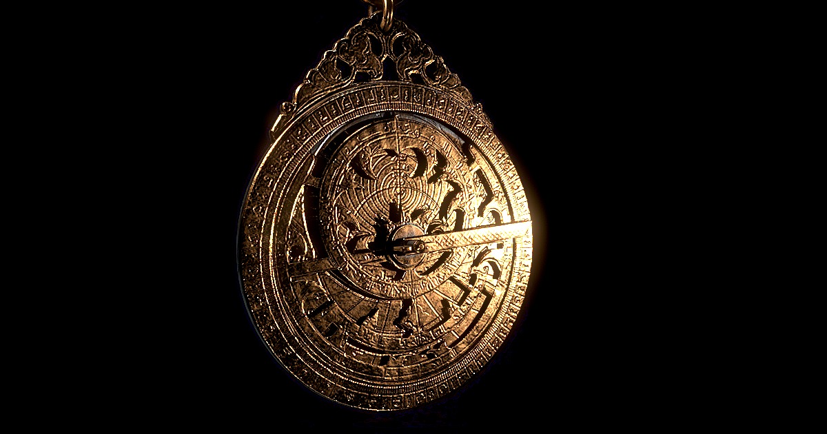 Antique Astrolabe Instrument Low-poly 3D model_8