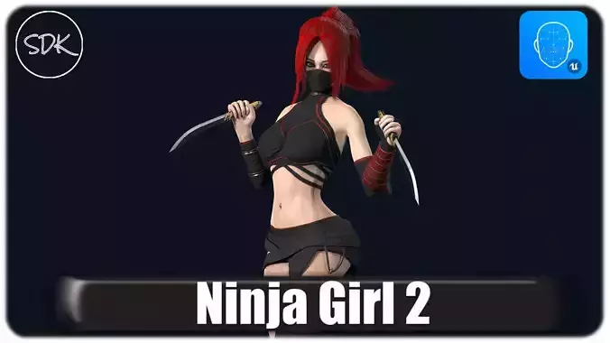Ninja Girl 2 Low-poly 3D model